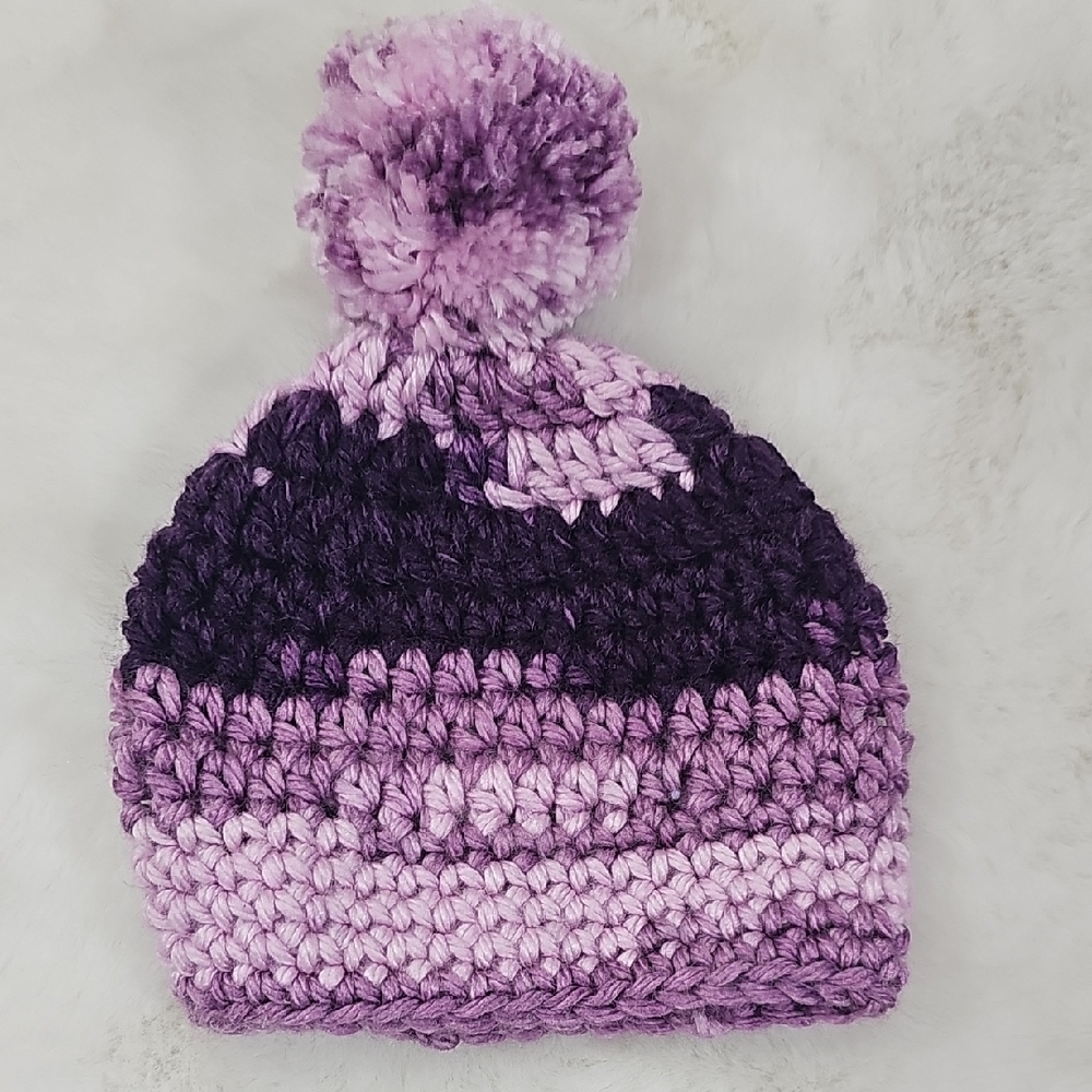 Handmade Hospital Newborn Crochet Hat ombre purple